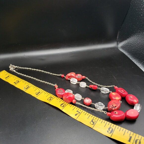 Red Coral Necklace Vintage - Raw And Natural  Double Strands High Quality 10' - Picture 9 of 9